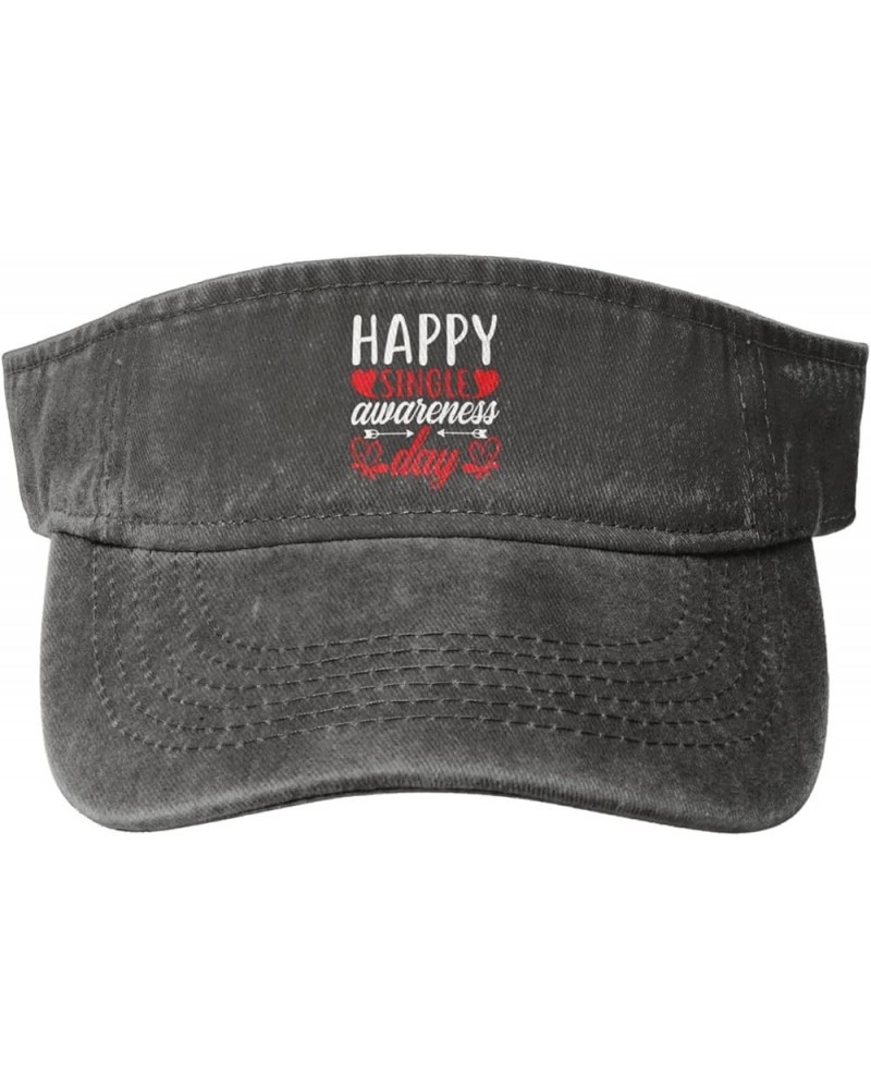 Happy Single Awareness Day Sun Hat Sun Visor Hats for Women Men Baseball Cap Golf Hats Deep Heather $12.55 Visors