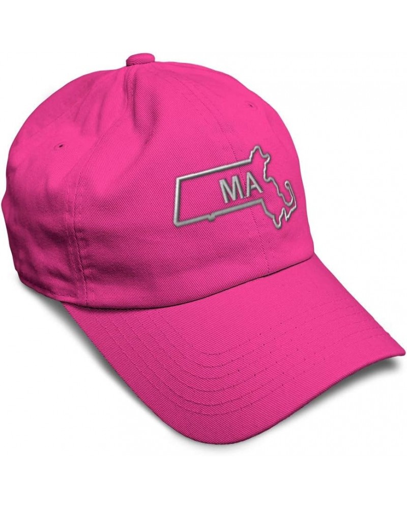 Soft Baseball Cap Massachusetts State Map Ma Embroidery Names Cotton Dad Hats for Men & Women Hot Pink Design Only $14.84 Bas...