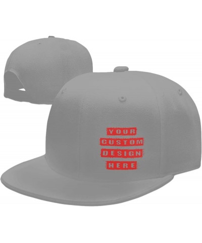 Custom Hats Your Design Here Add Your Name Text Logo Customized Made Flat Hats Gray $8.19 Baseball Caps