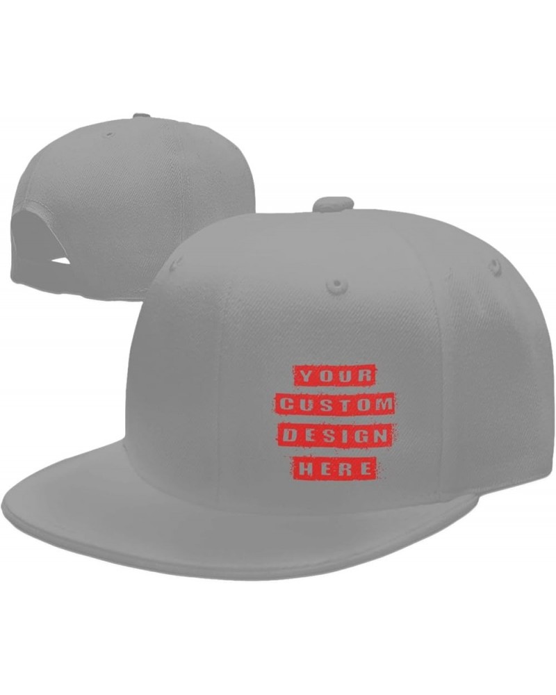 Custom Hats Your Design Here Add Your Name Text Logo Customized Made Flat Hats Gray $8.19 Baseball Caps