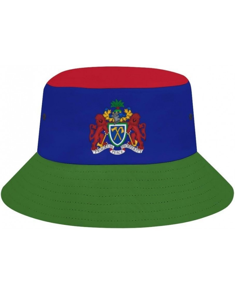 Gambia Flag 3D Print Bucket Hat Fisherman Outdoor Beach Caps Black $13.53 Bucket Hats