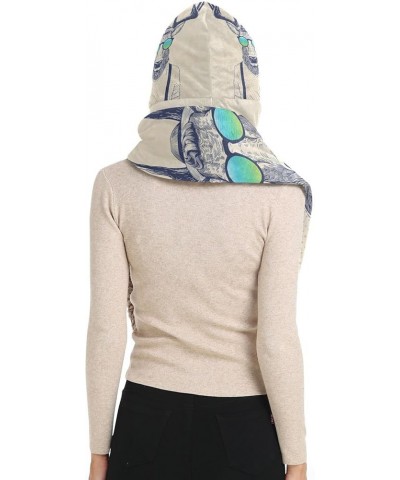 Women's Cold Weather Scarves, 3 in 1 Cotton Velvet Lining Warm Hooded Wrap Multi 20 $15.99 Scarves