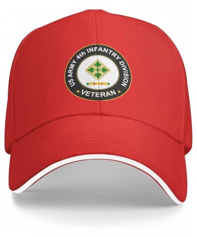 US Army 4th Infantry Division Vietnam Service Combat Veteran Baseball Cap Outdoor Trucker Hats Adjustable Custom Red $12.49 C...