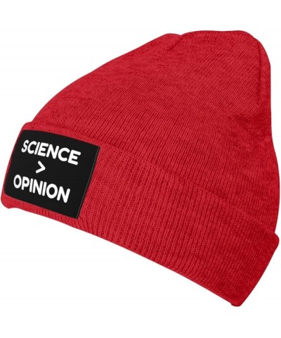 Science is Greater Than Opinion Knitted Hat Men Women Winter Warm Knit Beanie Black Red $14.29 Skullies & Beanies