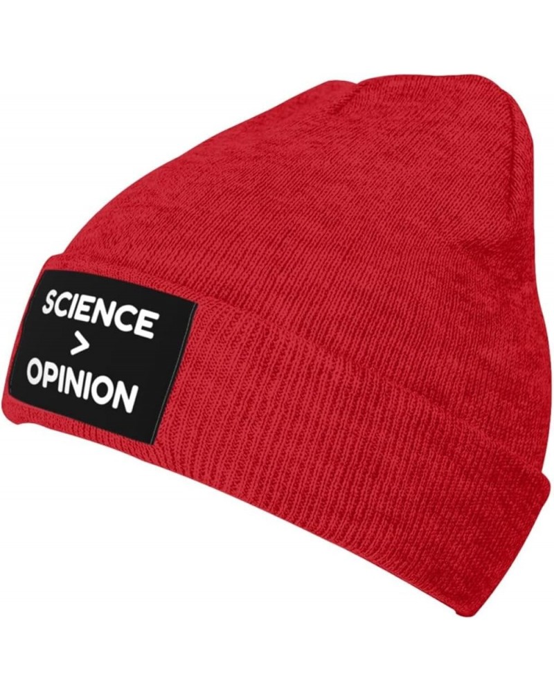 Science is Greater Than Opinion Knitted Hat Men Women Winter Warm Knit Beanie Black Red $14.29 Skullies & Beanies