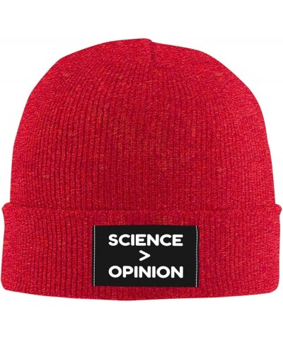 Science is Greater Than Opinion Knitted Hat Men Women Winter Warm Knit Beanie Black Red $14.29 Skullies & Beanies