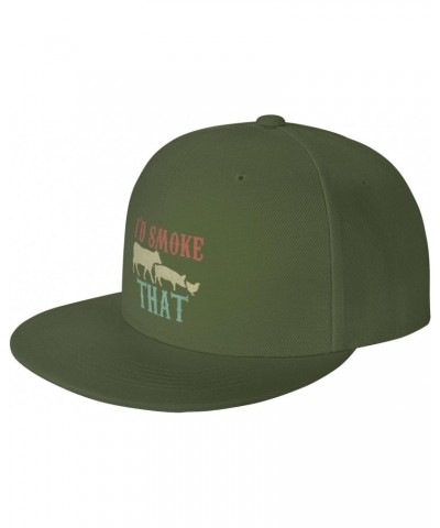 I'd Smoke That Baseball Hats for Men Adjustable Dad Hat Gift for Men/Women Flat Bill Visor Snapback Hat,Moss Green $11.38 Cow...