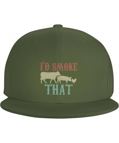 I'd Smoke That Baseball Hats for Men Adjustable Dad Hat Gift for Men/Women Flat Bill Visor Snapback Hat,Moss Green $11.38 Cow...