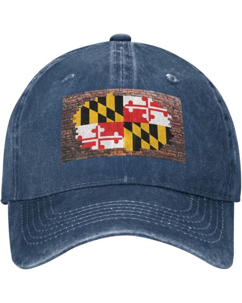 Old Brick Wall Maryland State Flag Baseball Cap Casquette Hat Navy Blue $12.65 Baseball Caps