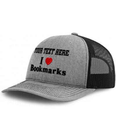 Custom Richardson Trucker Hat I (Love) Bookmarks Red Heart Hobbies Lovers Heather Grey Black Personalized Text Here $17.84 Ba...