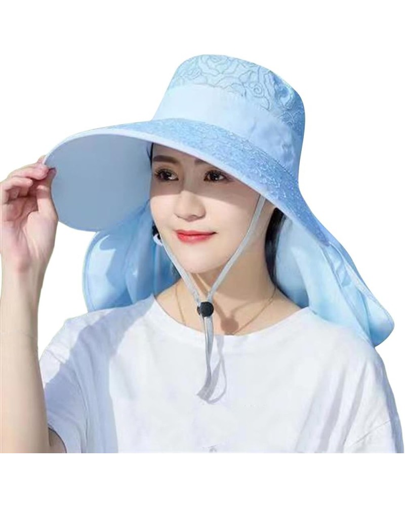 Women Summer Sun Hat Women Adjustable Summer Anti Outdoor Riding Large Hat Sun Visor Baseball Mesh Hats for Men Blue $6.73 Su...