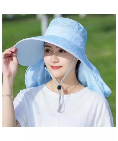 Women Summer Sun Hat Women Adjustable Summer Anti Outdoor Riding Large Hat Sun Visor Baseball Mesh Hats for Men Blue $6.73 Su...