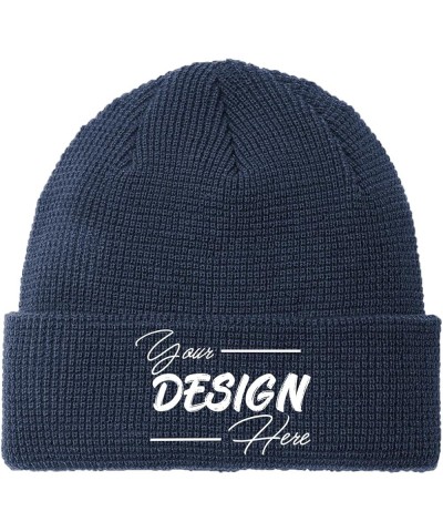 C955 Unisex Custom Personalized Embroidery Logo Texts Thermal Knit Cuff Beanie Hats Insignia Blue $10.75 Skullies & Beanies