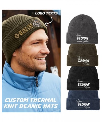 C955 Unisex Custom Personalized Embroidery Logo Texts Thermal Knit Cuff Beanie Hats Insignia Blue $10.75 Skullies & Beanies