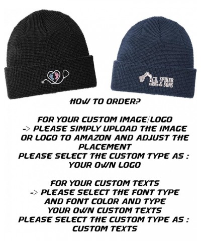 C955 Unisex Custom Personalized Embroidery Logo Texts Thermal Knit Cuff Beanie Hats Insignia Blue $10.75 Skullies & Beanies