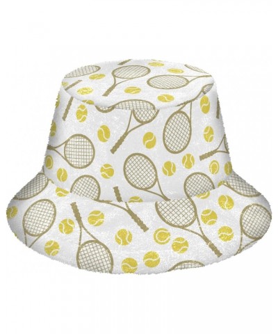 Sports Tennis Balls Icons Bucket Hat for Women Men Packable Bucket Hat Unisex Sun Hat for Fall Winter Camp Travel Multicolor ...