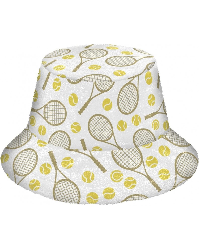 Sports Tennis Balls Icons Bucket Hat for Women Men Packable Bucket Hat Unisex Sun Hat for Fall Winter Camp Travel Multicolor ...