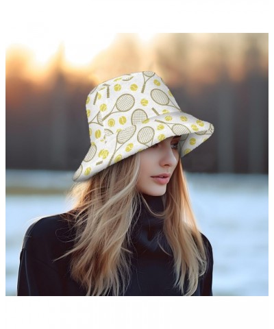 Sports Tennis Balls Icons Bucket Hat for Women Men Packable Bucket Hat Unisex Sun Hat for Fall Winter Camp Travel Multicolor ...