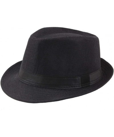 Jazz Hat Men's Breathable Men Unisex Classic Short Brim Fedora Gangster with Band Unisex Women's Structured Fedora Hat Black ...