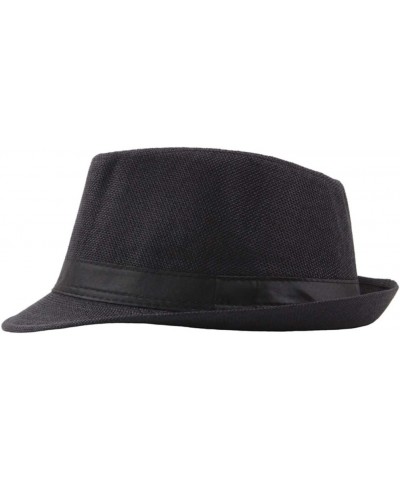 Jazz Hat Men's Breathable Men Unisex Classic Short Brim Fedora Gangster with Band Unisex Women's Structured Fedora Hat Black ...