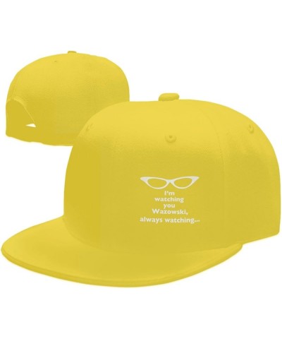 I Will Be Watching You Hat Black Flat Brim Trucker Hats Adjustable Trendy Baseball Cap Yellow $12.44 Baseball Caps