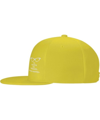 I Will Be Watching You Hat Black Flat Brim Trucker Hats Adjustable Trendy Baseball Cap Yellow $12.44 Baseball Caps