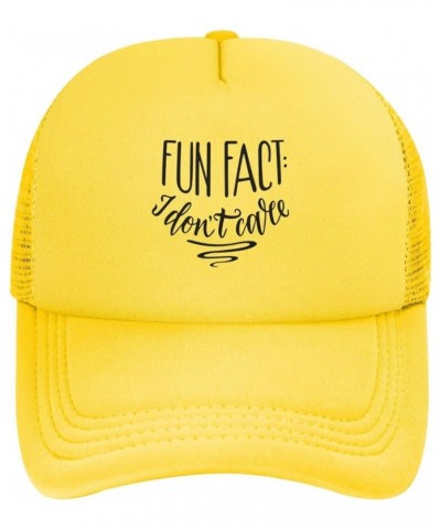 Fun Fact I Don't Care Trucker Hat Women Mesh Baseball Cap Cowboy Hat Men Dad Hat Adjustable Hat Snapback Hat Black Yellow $9....