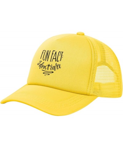 Fun Fact I Don't Care Trucker Hat Women Mesh Baseball Cap Cowboy Hat Men Dad Hat Adjustable Hat Snapback Hat Black Yellow $9....