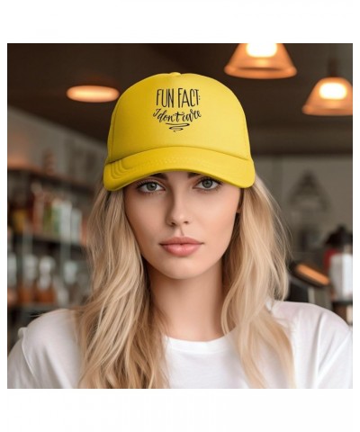 Fun Fact I Don't Care Trucker Hat Women Mesh Baseball Cap Cowboy Hat Men Dad Hat Adjustable Hat Snapback Hat Black Yellow $9....