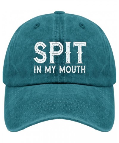 Spit in My Mouth Trucker Hat Men's Hat Pigment Black Trucker Hats Gifts for Dad Cycling Caps Cyan Blue $11.18 Sun Hats