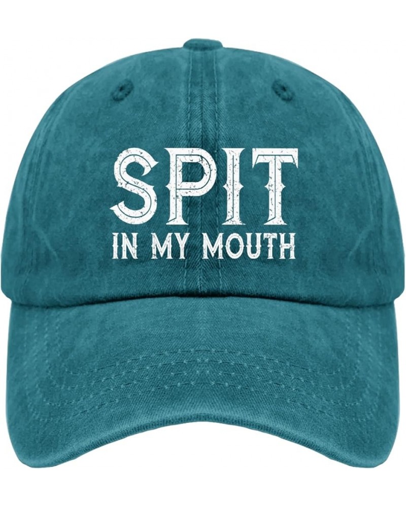 Spit in My Mouth Trucker Hat Men's Hat Pigment Black Trucker Hats Gifts for Dad Cycling Caps Cyan Blue $11.18 Sun Hats