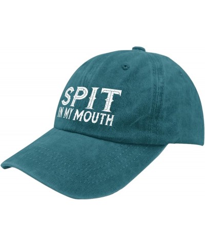 Spit in My Mouth Trucker Hat Men's Hat Pigment Black Trucker Hats Gifts for Dad Cycling Caps Cyan Blue $11.18 Sun Hats