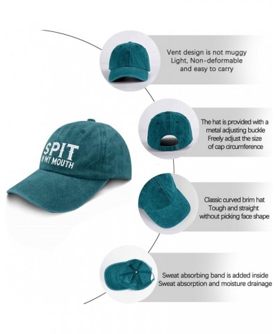 Spit in My Mouth Trucker Hat Men's Hat Pigment Black Trucker Hats Gifts for Dad Cycling Caps Cyan Blue $11.18 Sun Hats