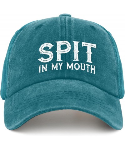 Spit in My Mouth Trucker Hat Men's Hat Pigment Black Trucker Hats Gifts for Dad Cycling Caps Cyan Blue $11.18 Sun Hats