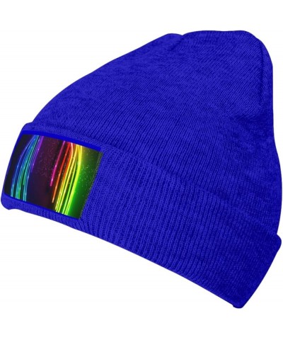 Unisex Beanie for Men and Women Rainbow Neon Knit Hat Winter Beanies Soft Warm Ski Hats Blue $12.76 Skullies & Beanies