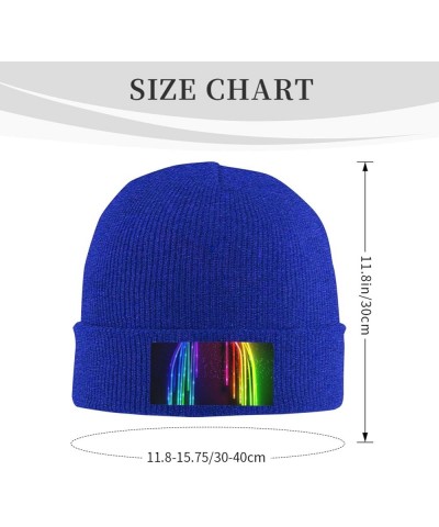 Unisex Beanie for Men and Women Rainbow Neon Knit Hat Winter Beanies Soft Warm Ski Hats Blue $12.76 Skullies & Beanies