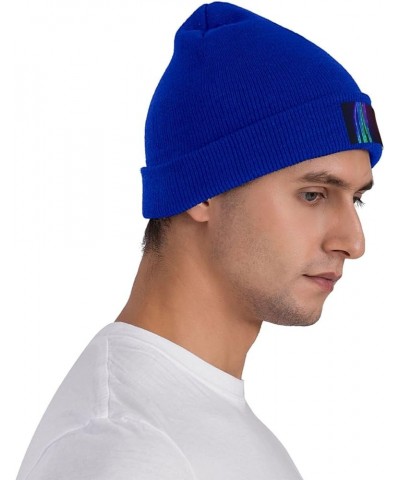 Unisex Beanie for Men and Women Rainbow Neon Knit Hat Winter Beanies Soft Warm Ski Hats Blue $12.76 Skullies & Beanies