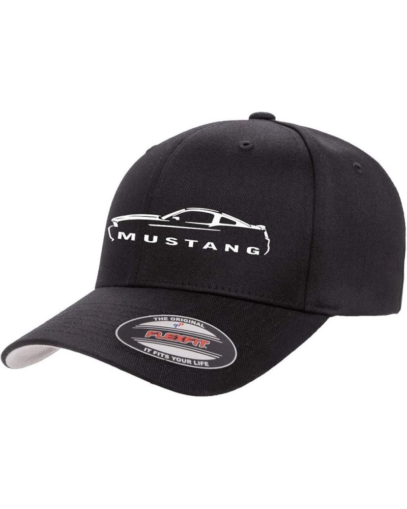 2010-14 Ford Mustang Hardtop Classic Outline Design Flexfit 6277 Athletic Baseball Fitted Hat Cap Black $16.17 Baseball Caps