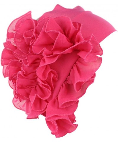 Women Turban Flower Caps Elastic Head Wrap Cancer Chemo Beanie Headscarf Vintage Beanie Scarf Cap Hot Pink $6.31 Newsboy Caps