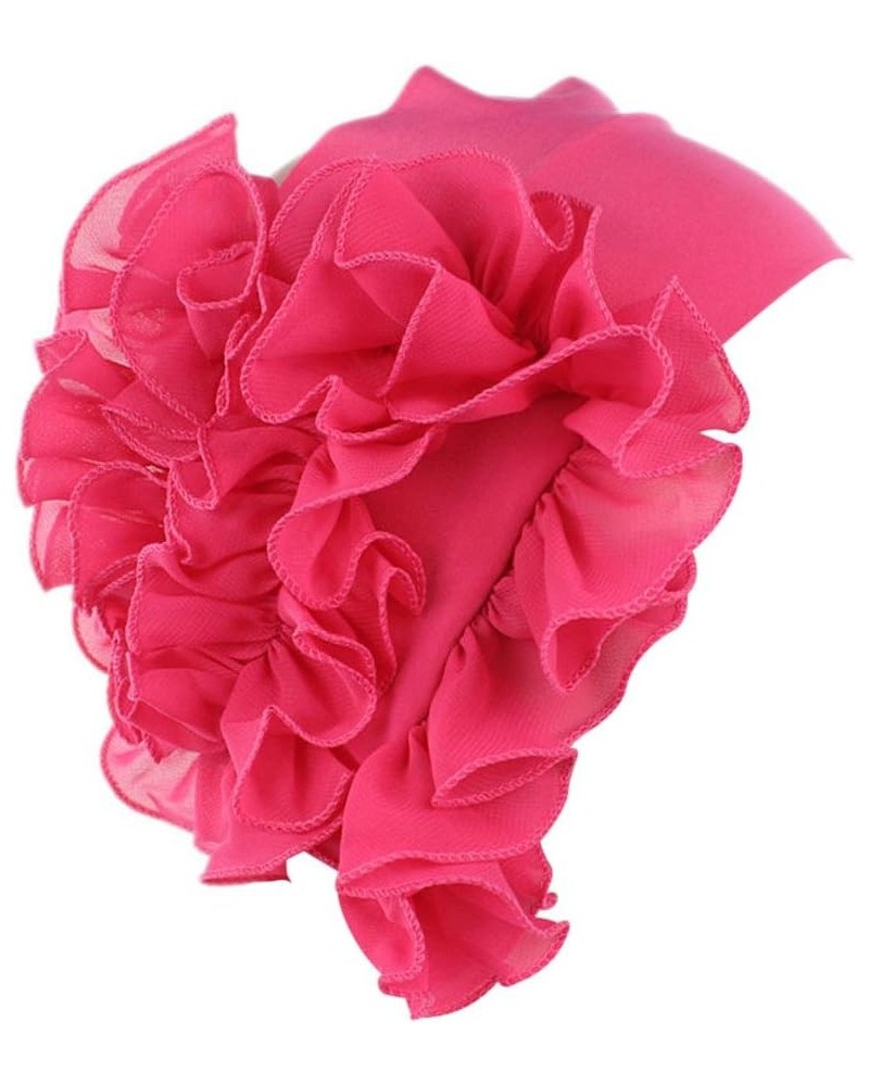 Women Turban Flower Caps Elastic Head Wrap Cancer Chemo Beanie Headscarf Vintage Beanie Scarf Cap Hot Pink $6.31 Newsboy Caps