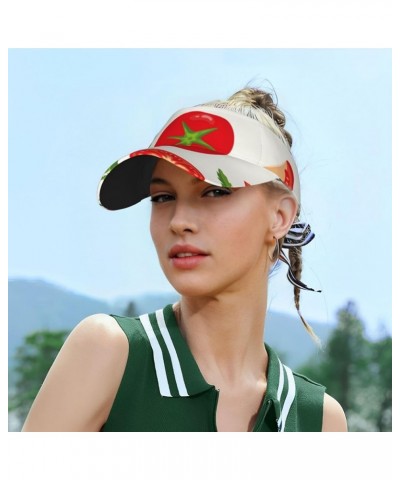 Sport Sun Visor Hat Women Men Adjustable Empty Top Beach Golf Baseball Uv Cap for Women and Men Fresh Red Tomato $12.50 Visors