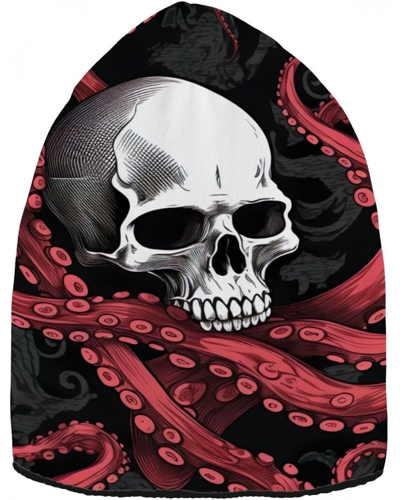 Halloween Skull Octopus Knit Beanie Hat for Men and Women, Unisex Skull Cap Pure Black Inside 20848706 $11.87 Skullies & Beanies