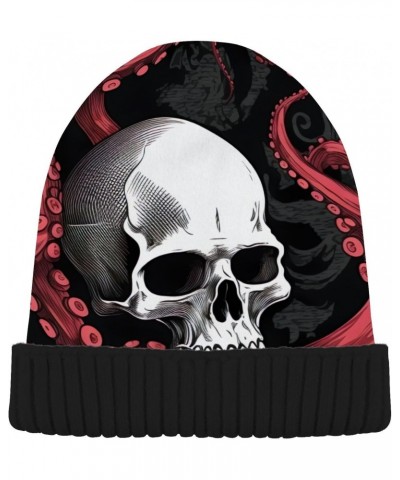 Halloween Skull Octopus Knit Beanie Hat for Men and Women, Unisex Skull Cap Pure Black Inside 20848706 $11.87 Skullies & Beanies