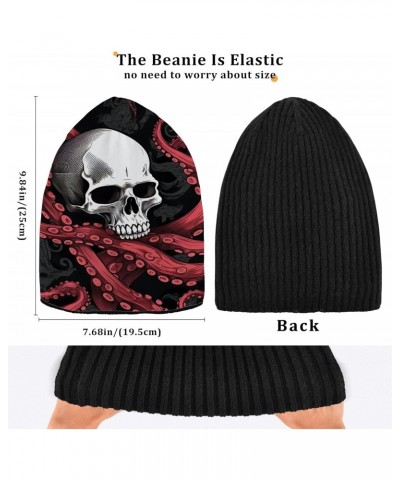 Halloween Skull Octopus Knit Beanie Hat for Men and Women, Unisex Skull Cap Pure Black Inside 20848706 $11.87 Skullies & Beanies