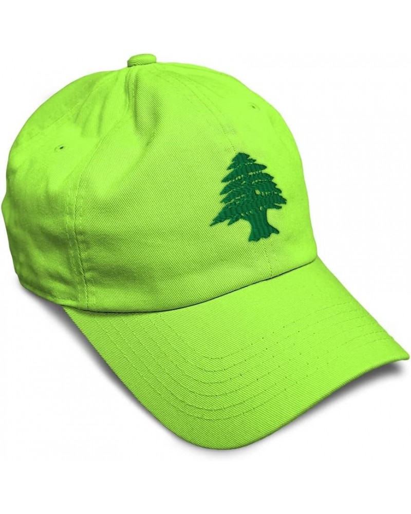 Custom Soft Baseball Cap Lebanon Flag Tree Seal Embroidery Asia Twill Cotton Dad Hats for Men & Women Lime Design Only $14.40...