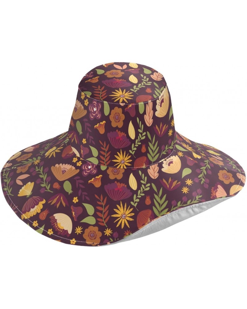 Flower Wide-Brimmed Visor Adjustable and Retractable Brim Sunshade Hat for Men and Women Multicoloured $10.32 Sun Hats