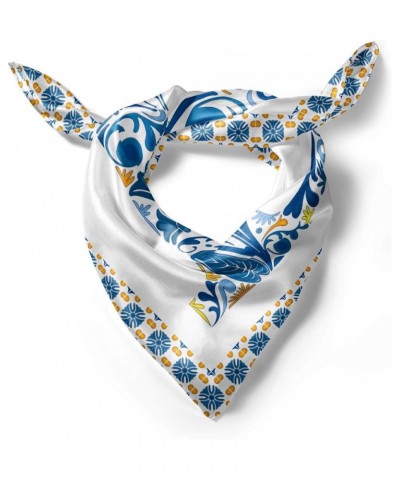 Letter D Head Scarf, Abstract Vibrant Swirl, Hair Wrap Blue Yellow Orange $12.40 Scarves