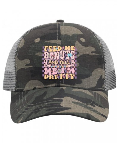 Feed Me Donuts and Tell Me I'm Pretty Trucker Hat USA Hat AllBlack Dad Hat Gifts for Grandma Baseball Hat $14.38 Baseball Caps