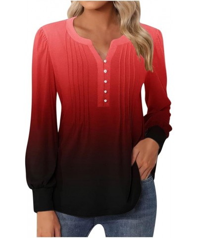 Ladies Long Sleeve Shirts and Tops T Shirts Casual Floral Vintage Tees Crewneck Tunics Dressy Long Sleeve Woman Red-a➤➤ Indep...