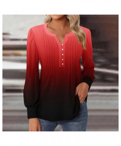 Ladies Long Sleeve Shirts and Tops T Shirts Casual Floral Vintage Tees Crewneck Tunics Dressy Long Sleeve Woman Red-a➤➤ Indep...